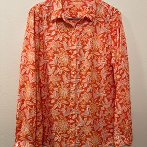 J. McLaughlin Orange Floral Button Down Shirt